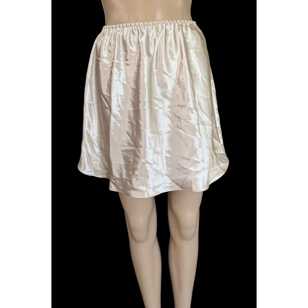 Vintage Farr West Half Slip Skirt Liquid Satin Tan Size L Large USA Made Glossy